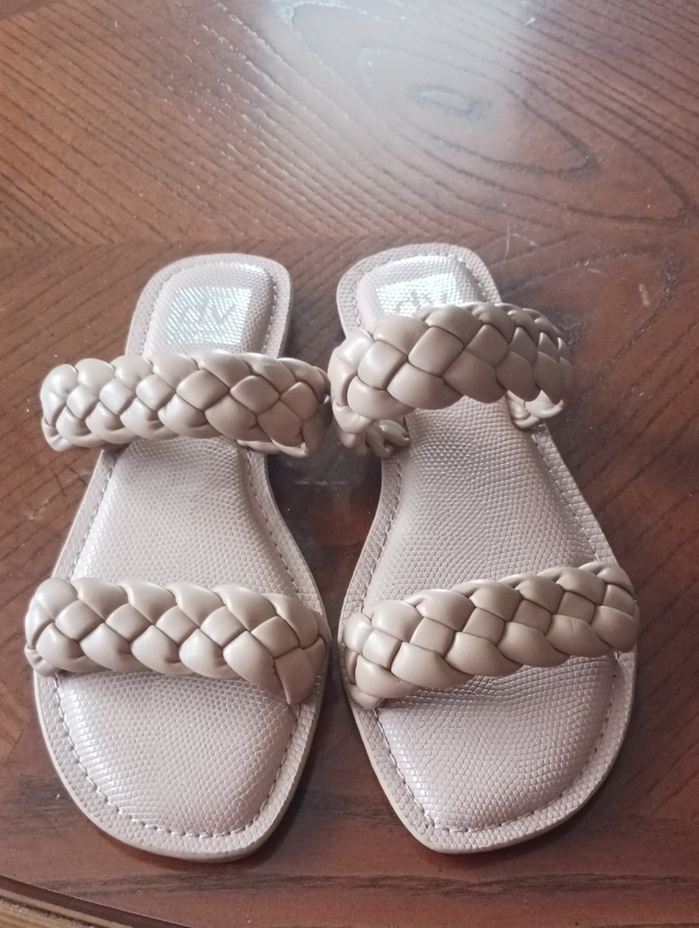 Dolce Vita Braided Double-Strap Slide Sandals in Beige
